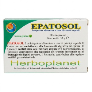 Epatosol Herboplanet – Cardo Mariano, Carciofo, Tarassaco e Rosmarino – 60 Compresse
