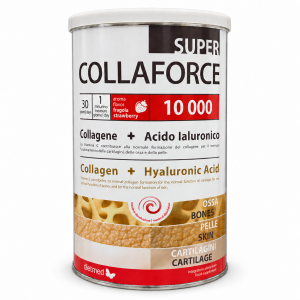 Barattolo Dietmed Collaforce Super 10.000 gusto fragola, 450 g, su sfondo bianco