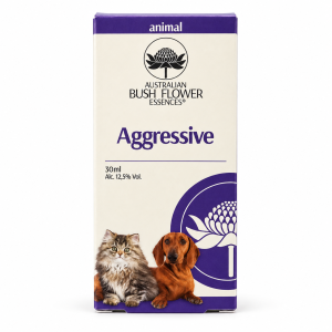 Confezione Animal Aggressive Australian Bush Flower Essences, 30 ml, su fondo bianco