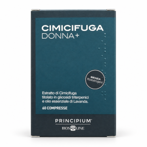 Cimicifuga Donna+ Principium Bios Line, confezione da 60 compresse su fondo bianco